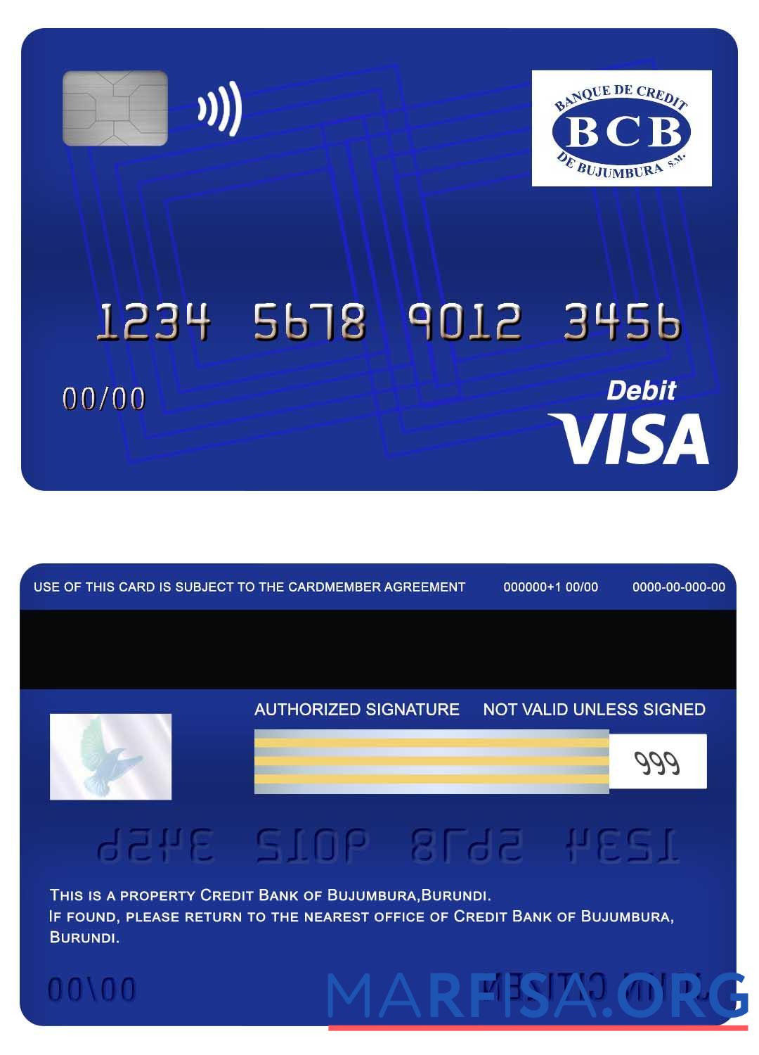 Realistic Burundi Credit Bank of Bujumbura visa debit card download for verification